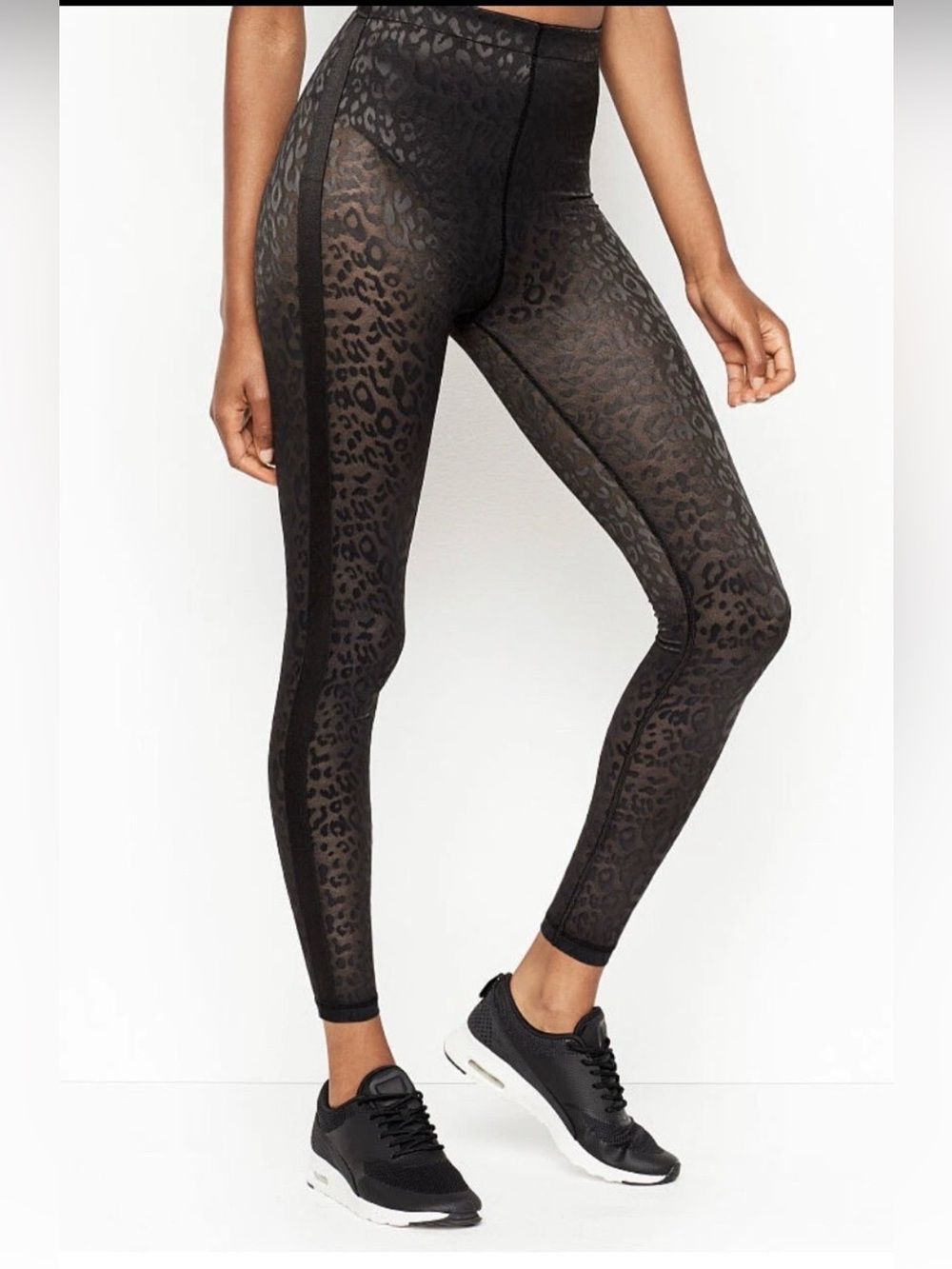 Victoria’s Secret High Rise Black Leopard Tight Medium Size 7/8 Yoga Tight